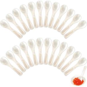 Caviar Spoons Mother of Pearl Mop Spoons with Hand Craft W Round Handle for Caviar, Egg, Ice Cream, Salt, Coffee Serving, Restaurant Serving Set(24 Pieces,2.75 Inch)