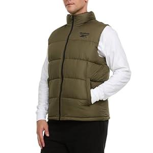 Reebok Men's Puffer Vest - Full Zip Midweight Thick Insulated Sleeveless Jacket for Men - Outdoor Quilted Puffer Winter Vest (Small, Batik Blue)