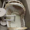 Vintage Woven Rattan Stroller-Shaped Flower Basket with Wheels