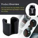 Key Fob Holder Insert for Cup Holder, Compatible with 2021, 2022, 2023, 2024 2025 Ford Bronco Sport, Does not fit Full-Size Bronco, Fits in The Gap Between Cup Holders Vertical Key Holder, 1 Pc