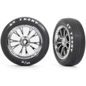 Traxxas 9474R Tires & Wheels, Assembled, Glued (Weld Chrome Wheels, Tires, Foam Inserts) (Front) (2)