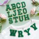 2 x Jongdari Chenille Letter Patches Self-Adhesive & Iron-On Letters, Varsity Fuzzy Patch Glitter Alphabet - 26pcs, Green