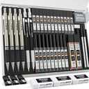 Nicpro 37PCS Art Mechanical Pencil Set, 4PCS Metal Drafting Pencil 0.3mm, 0.5 mm, 0.7 mm, 0.9 mm & 2PCS 2mm Lead Holder (6B 4B 2B HB 2H 4H Colors) For Sketching Drawing With 23 Tube Lead Refills Case (Black)