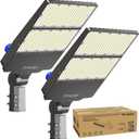 LED Parking Lot Light 300W, UL Listed 45,000LM 6500K Light with Dusk to Dawn Photocell, Adjustable Slip Fitter Mount, IP66 Waterproof, Commercial LED Area Security for Parking Lot, Roadway, 2 Packs