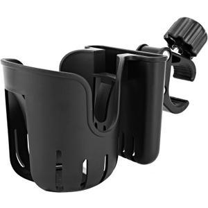 Stroller Cup Holder with Phone Holder, 2-in-1 Universal Cup Holder for Walker, Wheelchair, Bike, Scooter, Fits Most Cup, Black