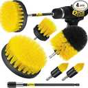 6 Pack Drill Brush Power Scrubber Cleaning Brush Extended Long Attachment Set All Purpose Drill Scrub Brushes Kit for Grout, Floor, Tub, Shower, Tile, Bathroom and Kitchen Surface, Yellow