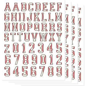 216 PCS 4 Sheets Letters Numbers Baseball Softball Helmet Stickers Name Decal Vinyl Sticker for Hard Hat Laptop Water Bottle Phone Case (Baseball)