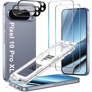 2 Pack Tempered Glass Screen Protector for Pixel 10 Pro XL 6.8 Inch with 2 Camera Lens Protectors - Auto Dust-Elimination, Bubble Free, HD Clear, Easy Installation, Not for Pixel 10 Pro/ 10