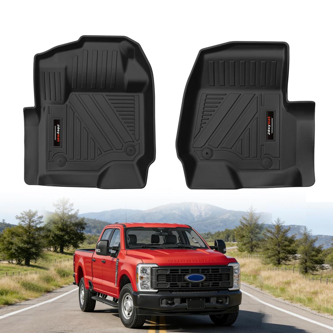 Custom Fit for 2017-2026 Ford F-250 F-350 F-450 SuperCrew/Supercab Floor Mats Accessories Front Liner 2 Pcs TPE All Weather (for 17-26 Ford F250 F350 F450 SuperCrew/Supercab)