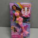 Barbie Mermaid Toy Dolls with Surprise Magic Blooming Flowers Feature, Ombre Tails, Pearl Headband Accessory & Long Brown Hair with Purple Highlights