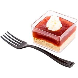 Restaurantware 4 Inch Mini Forks 100 Disposable Tiny Forks - Heavy-Duty Pair With Hors D'oeuvres Desserts Or Samples Black Plastic Appetizer Forks For Parties Weddings Or Catering