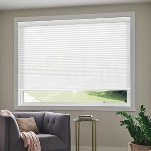 Bliwans Cordless Cellular Shades, Light Filtering Honeycomb Blinds, Polyester Pleated Cellular Blinds for Windows, Home, Bedroom, Kitchen, Office, 36" W X 64" H, White