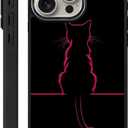 Case for iPhone 15 Pro(Compatible with Magsafe),Soft TPU+PC Protection Pattern Black Covers Compatible with iPhone 15 Pro Case for Women-Cat Silhouette