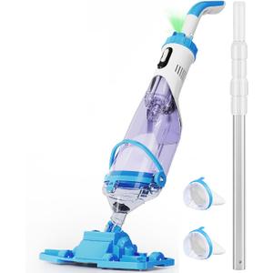 Cordless Handheld Pool Vacuum for Above Ground Pool with 18 Gal/Min Suction, 2025 Upgraded 11.4" Wide Head & 60" Telescopic Pole, 60 Min Run Time, Rechargeable Pool Cleaner for Inground Pools