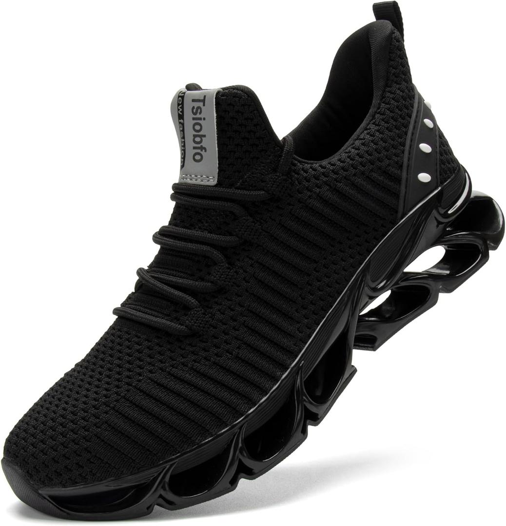 FRSHANIAH Men Athletic Shoes Breathable Running Shoes Non-Slip Fashion Sneakers (9.5, 1924 Black)