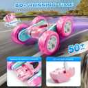 RC Car Pink 4WD Remote Control Car 360 Flip DoubleSided LED Light Bar & QuickSwap USBC Modular Battery, 2.4GHz NoInterference Popular Outdoor Beach Toy, Popular Gift for Girls Ages612