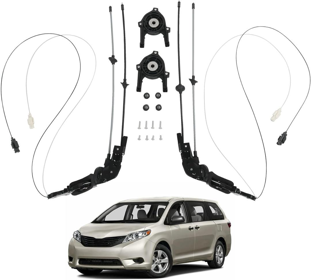 Sliding Door Cable Rear Left Driver Side&Right Passenger Side Compatible with 2004-2010 Toyota Sienna 3.3L 3.5L V6 85620-08042 85620-08052 Door Spool Control Cable Repair Kit 2-PC Set w/o Motor