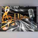 10x7ft Music Notes Backdrop Microphone Photography Background for Birthday Party Decor Banner Photo Booth Studio Props BJLY249