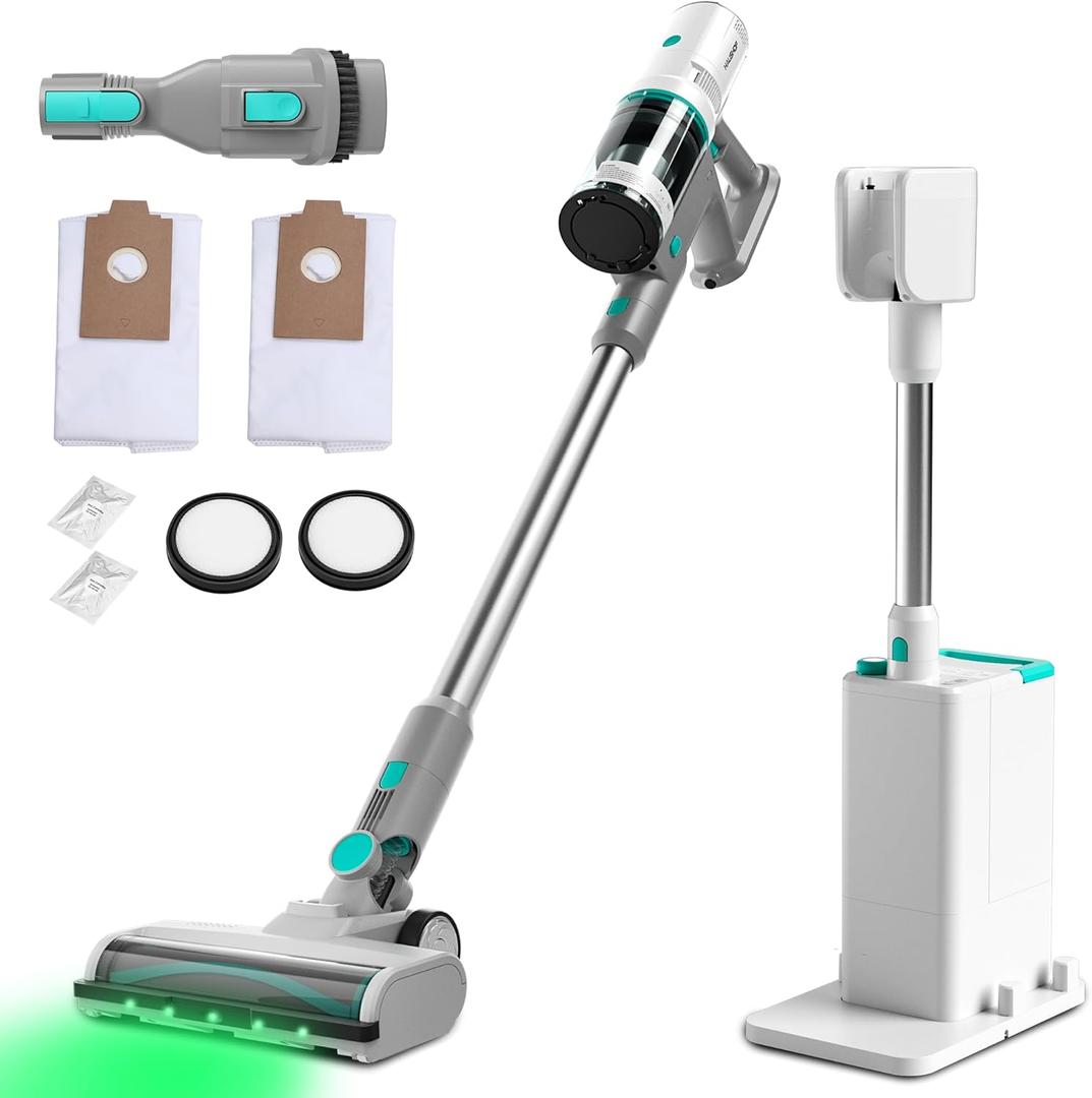 HAUSHOF Cordless Vacuum Cleaner with Auto Empty Station, 250W Motor, HEPA Filter, Anti-Tangle Brushroll, Stick Vacuum for Pet Hair, Hardwood Floors, Carpets