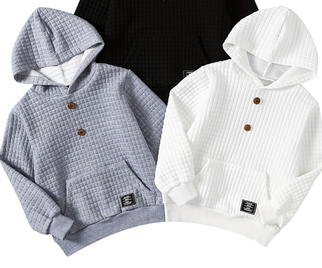 JOLYSHILD Boys Long Sleeve Hooded Sweatshirt 2 Piece Pullover Hoodie Sweatshirts with Pocket Multicolor 11-12Y