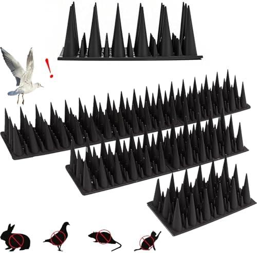 Ephoou Bird Spikes for Outside to Keep Birds Away, 20 Pack Anti-Bird Spikes with Irregular Design : 19.6 Ft Spikes for Fence, Roof, Balcony, Effective for Cats, Squirrels, Pigeons, Black