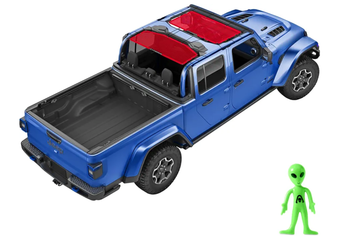 Alien Sunshade Jeep Gladiator Sun Shade Red (2018-2023) Jeep Gladiator Accessories, Front & Rear Mesh Sunshade, 4 Door Top, Reduces Wind & Noise Universal Fit