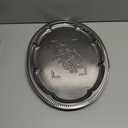 4-Pack 15.7" x 11.8" Silver Serving Trays for Party Set - Oval Floral Engraved Serving Platters, Wedding Birthday Mirror Tray for Summer BBQ, Food, Appetizer, Charcuterie, Cookies, Desserts