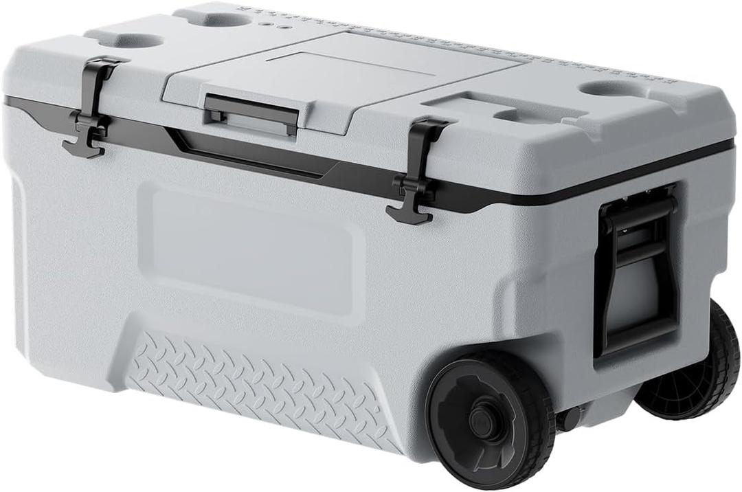 VEVOR Ultra-Light Hard Cooler, Ice Retention Cooler with Heavy Duty Handle, Ice Chest Lunch Box for Camping, Travel, Outdoor, Keeps Cool for up to 6 Days, 30% Lighter Than Rotomolded Coolers