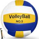 Soft Touch Volleyball Kit - Official Size 5 PU Leather - Indoor Outdoor Volleyballs for Beach Play, Game,Gym,Training -Includes Ball Pumpwith Pump Needles