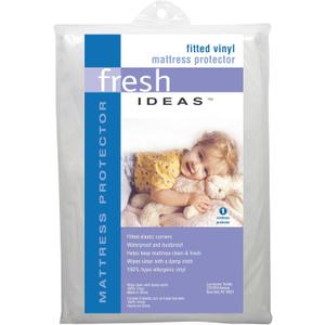 Fresh Ideas Fitted Vinyl Mattress Protector, Waterproof, Hypoallergenic, 14" Pockets, Queen