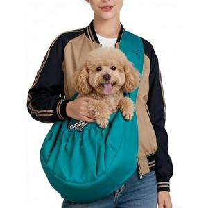 Puppy Sling Carrier for Small Dog-Widened and Thickened Shoulder Strap with Storage Pocket, Adjustable Hands-Free Small Dog Carrier Sling for Outdoor, Cat & Dog Sling Carrier 7-15 lbs,(Peacock Blue).