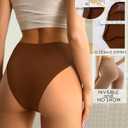 ASIMOON High Waist Bikini Underwear Womens Seamless Lace No Show Panties Soft Stretch High Cut Panties 10 Pack (M)
