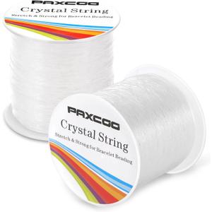 Bracelet String, Paxcoo 2 Rolls Elastic Stretchy Bead String Cord for Clay Beads Kandi Pony Beads Bracelets Jewelry Making (0.8 MM, Crystal)