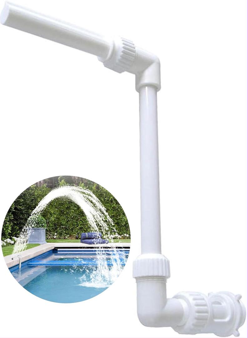 Pool Waterfall Fountain Spray  Adjustable Pool Water Sprinkler & Aerator for Inground & Hard-Sided Aboveground Swimming Pools - Easy Attach to Return Fitting - Fully Variable Spray Height & Location