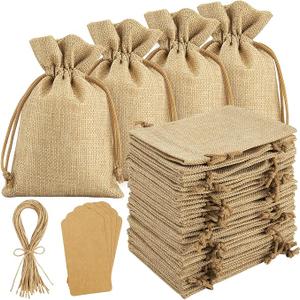 25PCS Burlap Gift Bags With Drawstring, 8x12" Small Party Favor Gift Bags + Bonus Gift Tags & String, Gift Bag Small Size for Party, Jewelry Pouches, Christmas, Festival, Kids Birthday, Coffee, DIY Craft Pouch