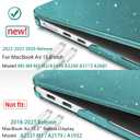 May Chen Case for MacBook Air 13/13.6-inch (M5/M4/M3/M2, 2022-2026 Models A3449 A3240 A3113 A2681), Lightweight | Closes Seamlessly | Ideal for Work Hard Shell Case, Dark Cyan Glitter