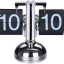 WoneNice Retro Digital Flip Down Clock -Battery Powered Internal Gear Operated Clock for Office Bedroom Kitchen School Hotel Caf Dcor- Black