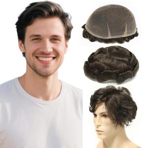 ROSELOVER Men Wig 8x10 Inch,Toupee Hair For Men, Real Human Hair Replacement System with HD Lace & Thin Skin Base,130% Density Natural Looking Mens Hairpiece for Daily Use,(5#) Light Brown