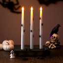 Baquler Halloween 3D Spider LED Taper Candles, 6 Packs Real Wax Flameless Taper Candles Battery Operated with Remote, Spooky Candlesticks for Halloween Decoration, Batteries Not Included (0.7" x 11")
