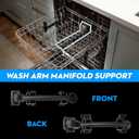 WPW10340542 Dishwasher Center Wash Arm Manifold Support compatible with Whirlpool KitchenAid Kenmore Manifold Arm Support WDT730PAHW0 WDT780SAEM0 Replace W10380275 AP6019913 2311037