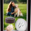 Pet Memorial Shadow Box Frame 5x7 with Clay Paw Print Kit and Fur Keepsake Box, Black Wood Picture Frame for Dogs and Cats That Passed Pet Death Sympathy and Gifts for Pet Lover