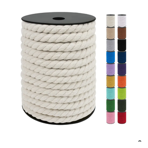 JeogYong Macrame Cord 10mm 75 Feet Thick Cotton Rope, 3 Strand Twisted Cotton Cord, Colored Macrame Rope for Crafts Packing, Wall Hangings, Plant Hangers, Knotting, Boho Home Decorations Natural