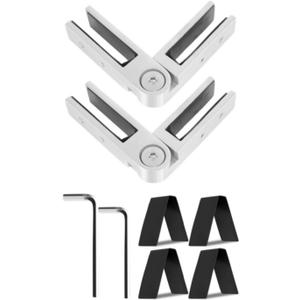 Adjustable Glass to Glass Clamp 2 Pack, 90-180-270 Degree Railing Clips Indoor & Outdoor, Stainless Steel 304 Railing Clamp for Fence, Railing, Balcony Deck