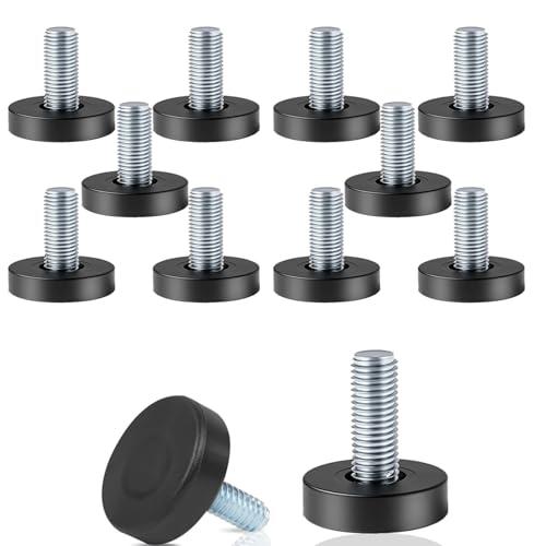 pulwury 12 Pcs 1/4" Thread Leveling Feet, Adjustable Furniture Feet Threaded Screw in for Table Leveling Feet Screw, for Table, Cabinets, Chairs, Stool Legs