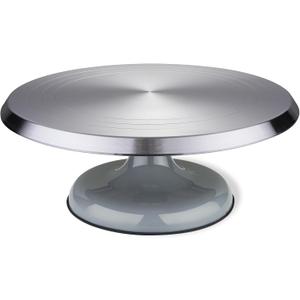 LEOLIO Large 10'' Heavy Duty Sculpting Wheel, Premium Aluminium Alloy Turntable with Double Ball Bearing for Cake Decorating, Painting, Pottery, Ceramics Artists and Displaying Items (Grey)