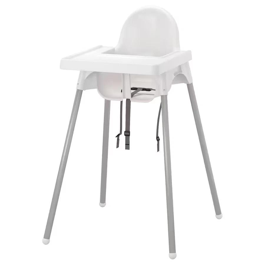 IKEA ANTILOP High chair with tray, white/silver color