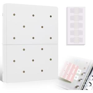 2 x Refillable A5 Binder 6 Ring Cover for Planner Budget Journal Notebook Making with 300 PCS Binder Sheet Converter Sticker, Loose Leaf Cover with 25mm Inner Diameter Ring (Perforated-white)