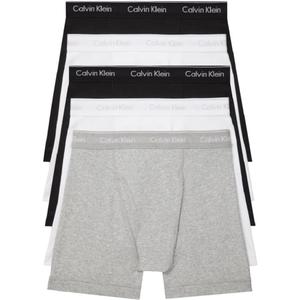 Calvin Klein Men's Cotton Stretch 5-Pack Boxer Brief, 2 Black, 2 White, 1 Grey Heather, Small