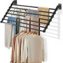 Wall Mounted Clothes Drying Rack 43 Inch  Foldable Laundry Drying Rack for Wall Mount, Space Saving Indoor Drying Rack for Clothes, Compact & Sturdy Design