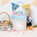 Easter Basket for Girls with Flower Beaded Bracelet and Necklace - Cute Fabric Easter Basket with Bunny Design, Perfect for Egg Hunt, Party Favors, Spring Decor & Gift (Green)